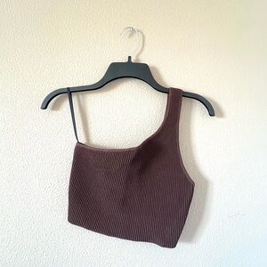 Aritzia Babaton One Shoulder Sculpt Knit Cropped Tank